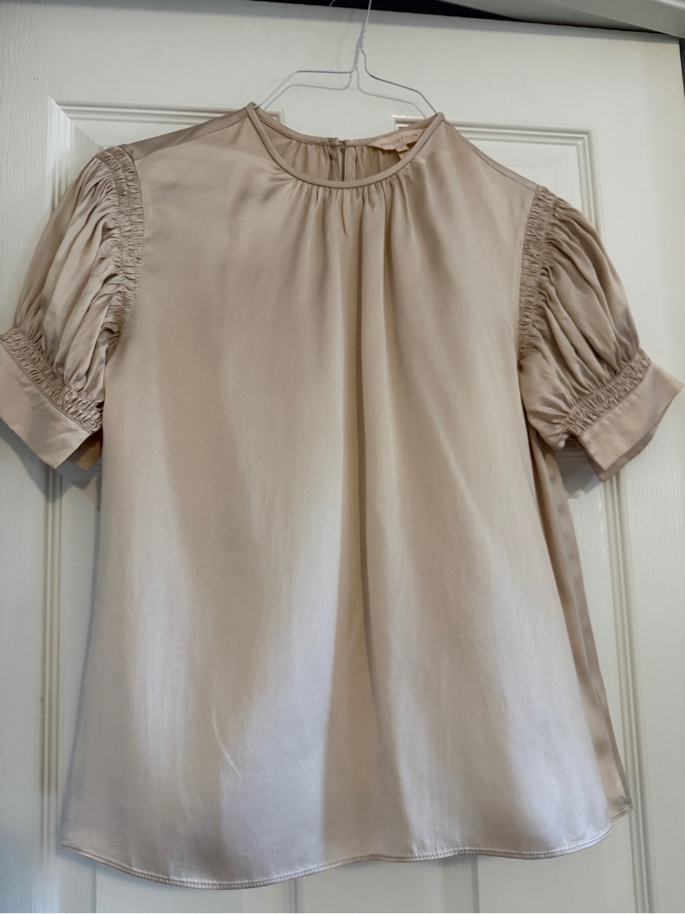 Rebecca Taylor Blush Puff Sleeve Silk Blouse